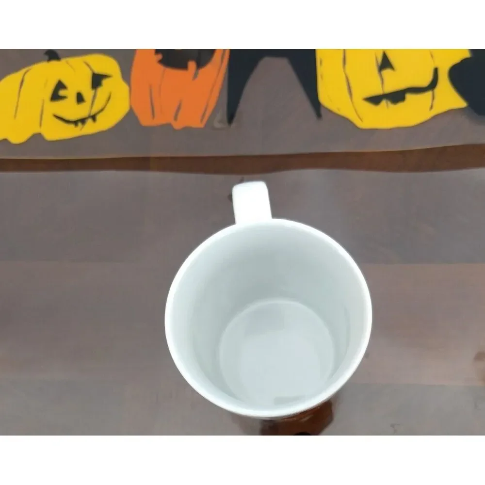 HALLOWEEN Crate & Barrel Black Cat‎ Jack-O-Lantern Coffee Mugs Matching Mats 4Pc